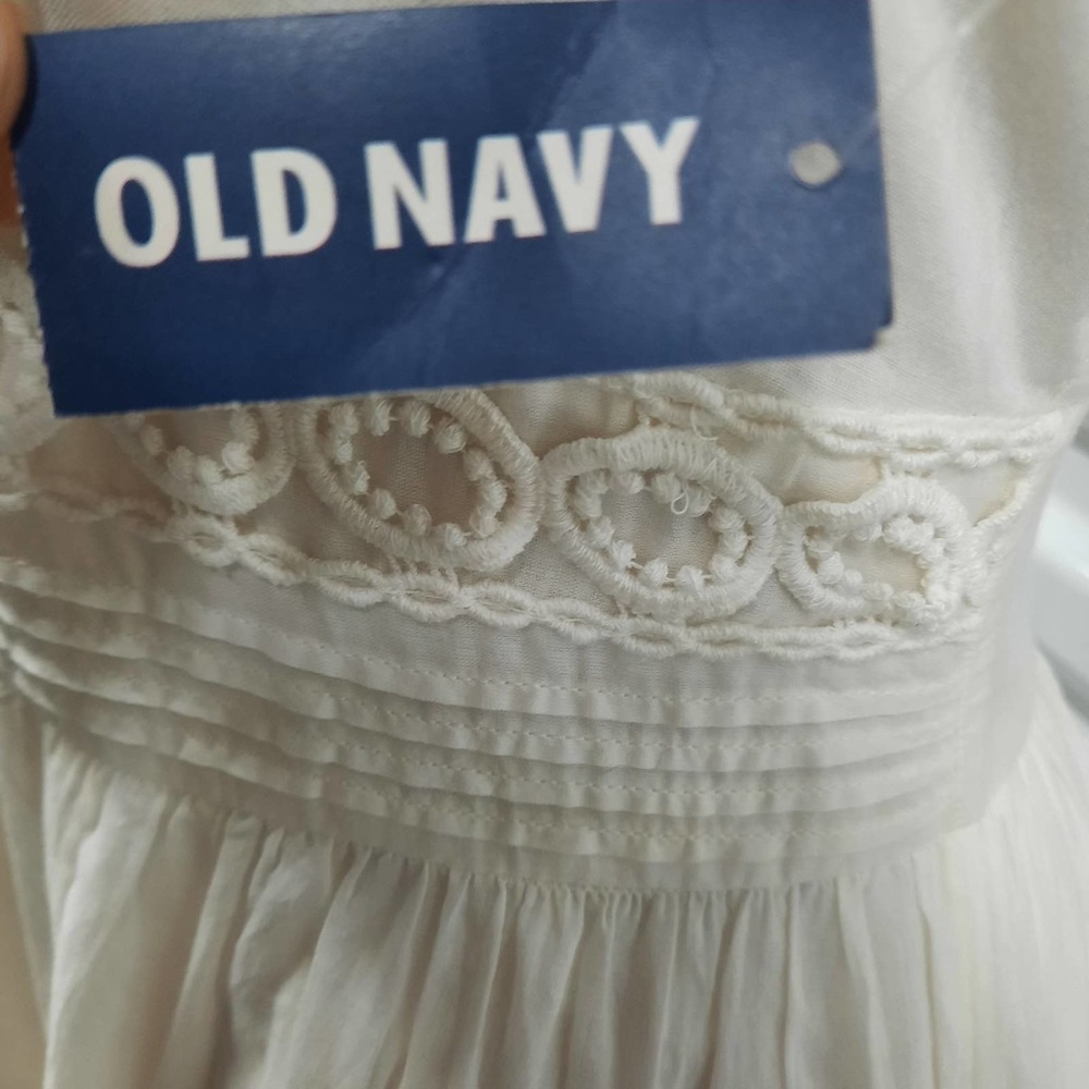 Old Navy Dress Women's Size 2 Off White Sleeveless Embroidered Casual Cotton - Picture 5 of 10